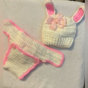 New! Baby Girl Easter Bunny Photoshoot Outfit In Pink